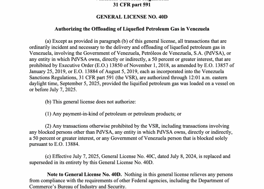 US Appears to Ease Sanctions While Maintaining Grip on Venezuela's Regime Through General License 40D