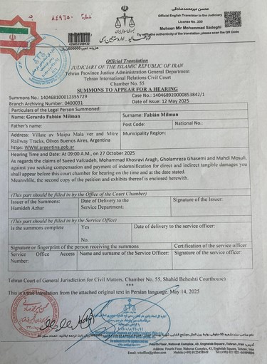 Legal Consequences for Argentine Deputy as Iranian Crew Pursues Compensation over Embattled Aircraft Case